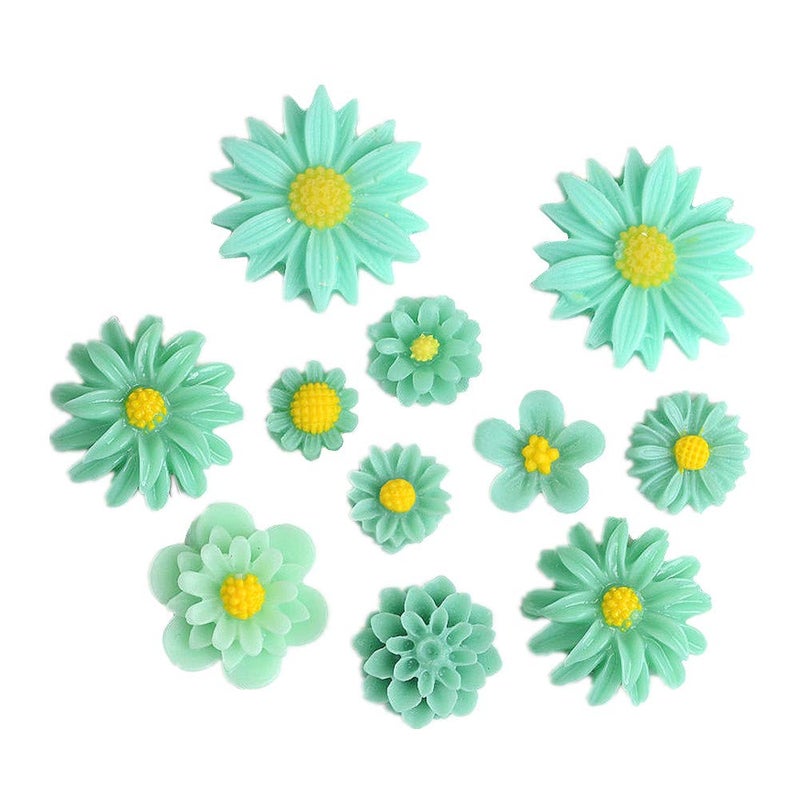Zhiheng 44 Pack Flower Resin Charms Daisy Peony Resin Flatback Beads for Jewelry Making Scrapbooking Phone Case Decor Hair Accessories Fairy Garden Decor (Multi) - Image 4